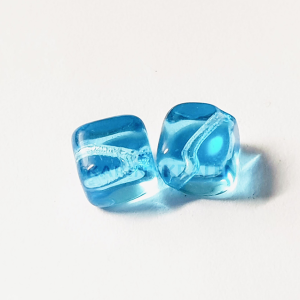 Glaskralen Blauw Vierkant 8mm